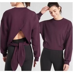 Athleta Yoga Tie Back Sweatshirt Agate Purple Size Medium